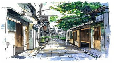 公厕by竹巷第一章情节插图，竹巷老城区街景